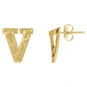 10Kt Gold Initial Letter Earrings V